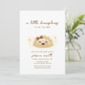 Invitation Neutral Kawaii Asian Bow Dumpling Baby Shower  (Debout devant)