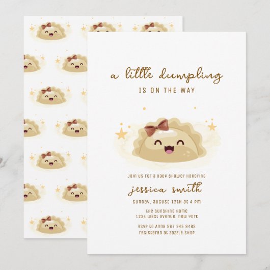 Invitation Neutral Kawaii Asian Bow Dumpling Baby Shower  (Devant / Derrière)
