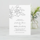 Invitation Neutral Line Art Floral Mariage élégant (Debout devant)