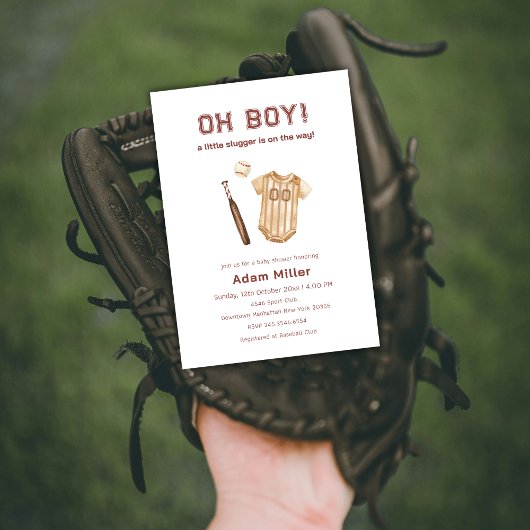 Invitation Neutral Little Slugger Baseball Baby Shower