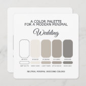 Invitation Neutral Minimal Wedding Color Palette Card (Devant / Derrière)