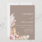 Invitation Neutral Pampas Grass Floral Modern Elegant Wedding (Devant)