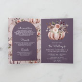 Invitation Neutral Pumpkin Floral QR Code Pale Purple Wedding (Intérieur)