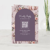 Invitation Neutral Pumpkin Floral QR Code Pale Purple Wedding (Dos)