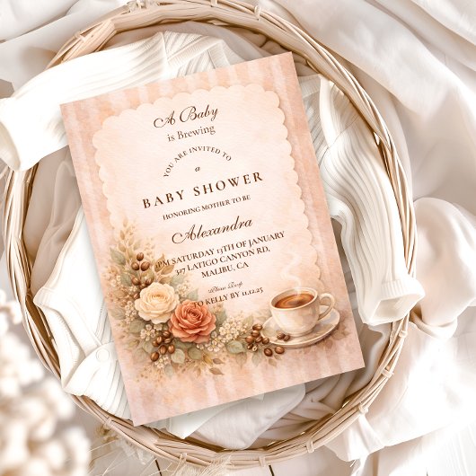 Invitation Neutral Rustic A Baby Is Brewing