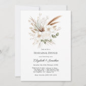 Invitation Neutral Rustic Boho Pampas Grass Rehearsal Dinner (Devant)
