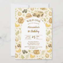 Neutral Safari Animals Wild One First Birthday