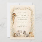 Invitation Neutral Safari Jungle Animals Baby Shower (Devant)
