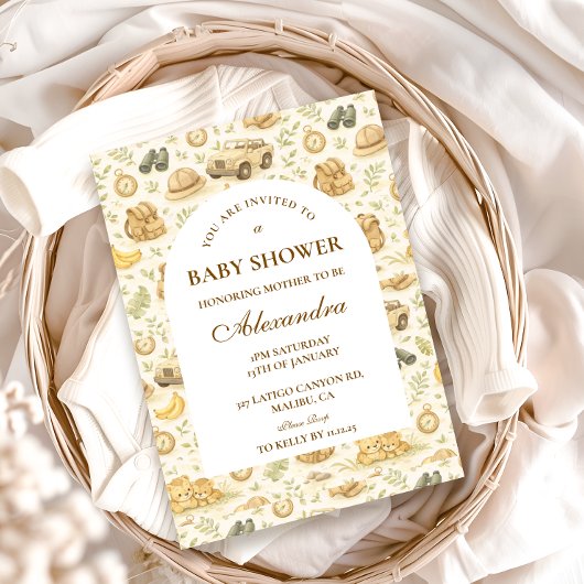Invitation Neutral Safari Jungle Baby Shower
