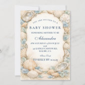 Invitation Neutral Seaside Shells Baby Shower (Devant)