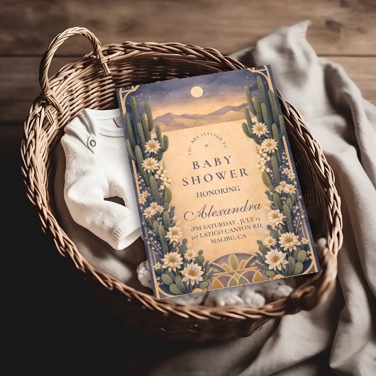 Invitation Neutral Southwest Cactus Botanicals Baby Shower