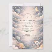 Invitation Neutral Space Stars Baby Shower (Devant)