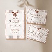 Invitation Neutral Striped Bow Baby Shower