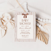Invitation Neutral Striped Bow Baby Shower