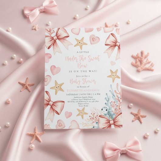Invitation Neutral under the sea bow sweetheart baby shower