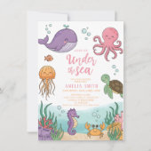 Invitation Neutral under the sea ocean corals baby shower (Devant)