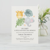 Invitation Neutral Watercolor Jungle Animals Baby Shower (Debout devant)