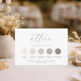 Invitation Neutral Wedding Attire Color Palette Card