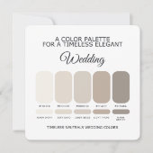 Invitation Neutral Wedding Color Palette Card (Devant)