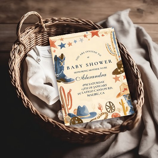 Invitation Neutral Western Cowboy Baby Shower