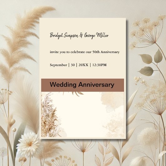 Invitation Neutrales douces pour Mariages d'anniversaire élég