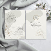 Invitation Neutraux floraux cursifs 10e anniversaire ID1168