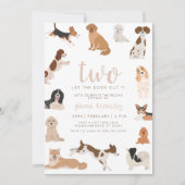 Invitation Neutre 2ème anniversaire deux laissez les chiens s (Devant)