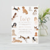 Invitation Neutre 2ème anniversaire deux laissez les chiens s (Debout devant)
