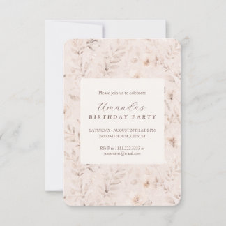 Invitation neutre avec aquarelle florale beige cla