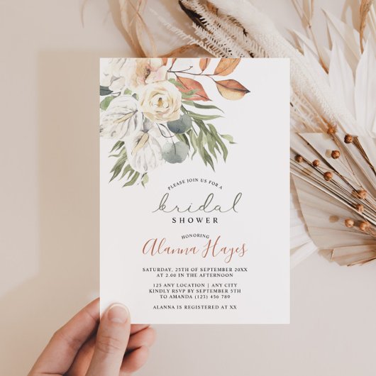 Invitation Neutre Boho Floral Bridal