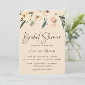Invitation Neutre Champagne Floral Bridal (Debout devant)