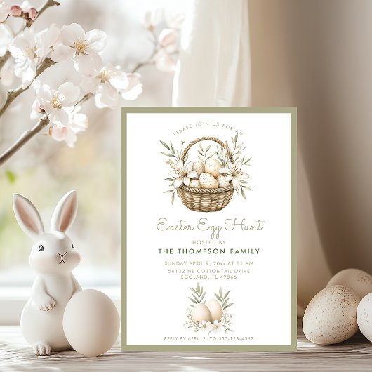 Invitation Neutre Chasse aux Oeufs de Pâques