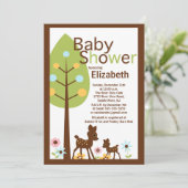 Invitation neutre de baby shower de cerfs communs (Debout devant)