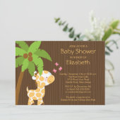 Invitation neutre de baby shower de girafe (Debout devant)