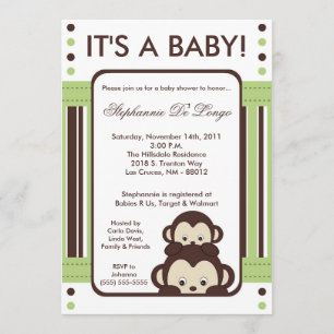 invitation neutre de baby shower de Jung de singe