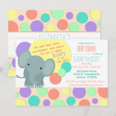 Invitation neutre de baby shower d'éléphant (Devant / Derrière)
