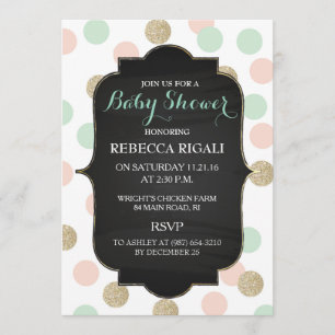 Invitation Neutre de genre de ~ de baby shower de point de