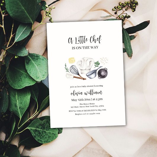 Invitation Neutre Genre Moderne Petit Chef Baby shower