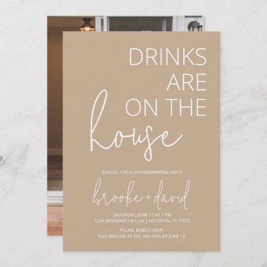 Invitation Neutre Moderne Tan Ménage (Devant / Derrière)