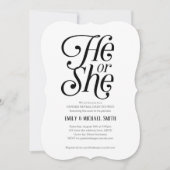 Invitation Neutre, Noir et Blanc, Lui ou Elle, Révélation de  (Devant)