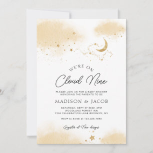 Invitation Neutre Nous sommes sur le nuage Neuf Baby shower I