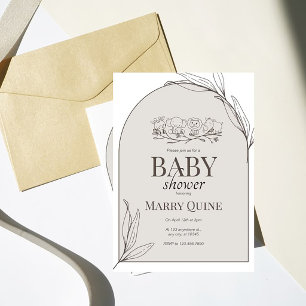 Invitation neutre pour Baby Shower Safari, Minimal