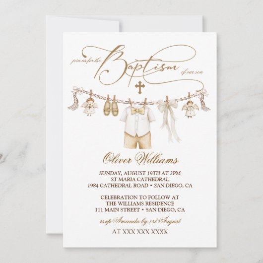Invitation neutre pour le baptême d'un garçon (Devant)