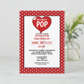 Invitation Neutre sur le point de pop Baby shower rouge Invit (Debout devant)