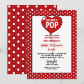 Invitation Neutre sur le point de pop Baby shower rouge Invit (Devant / Derrière)