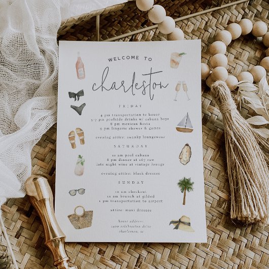 Invitation Neutres d'été Bachelorette Week-end Itinéraire