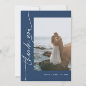 Invitation NEVE Mariage photo bleu marine (Devant)