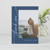 Invitation NEVE Mariage photo bleu marine (Debout devant)