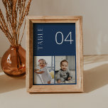 Invitation NEVE marine Blue Childhood Photo Table Numéro Cart<br><div class="desc">La collection Neve utilise une couleur marine riche qui mêle parfaitement sophistication propre et modernité. Il est conçu avec une police de caractères moderne qui respire le style et l'élégance. Chaque produit de la collection est soigneusement conçu pour présenter un look à la fois intemporel et tendance.</div>