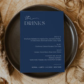 Invitation NEVE Navy Mariage Drink Bar Menu 5x7 Card